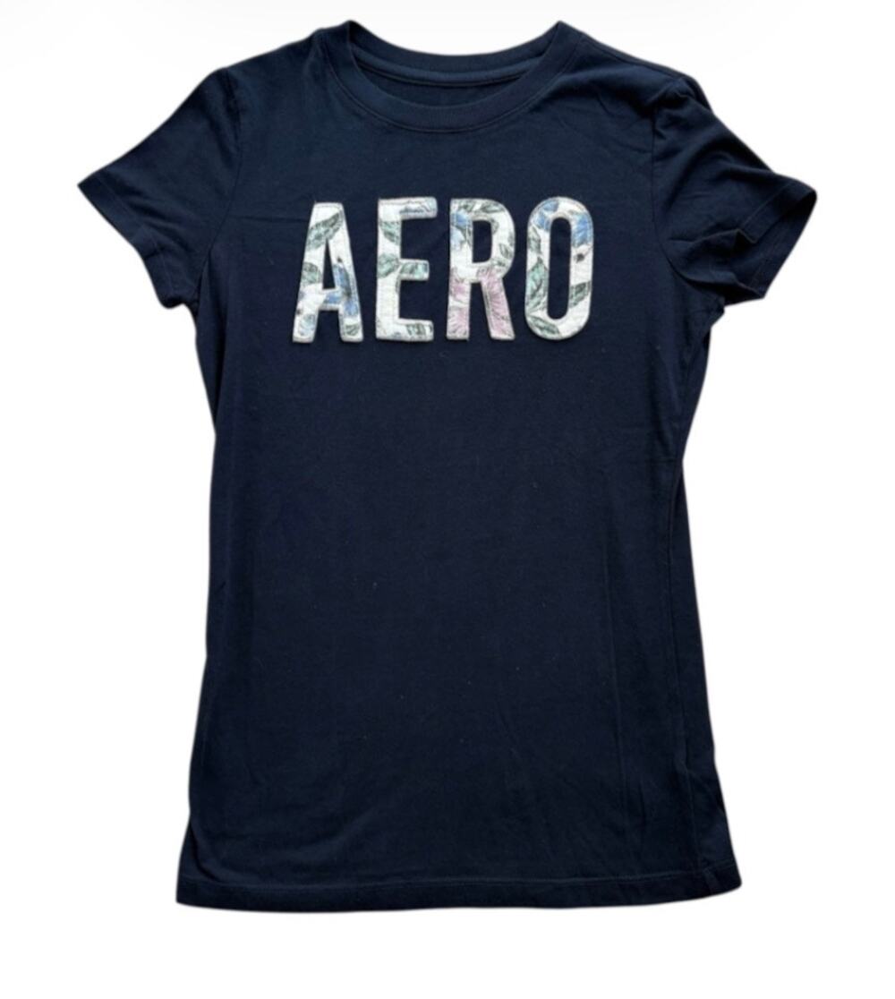 Aeropostale Aero Women's Size Small Classic Crewneck Short Sleeve Blue T-Shirt